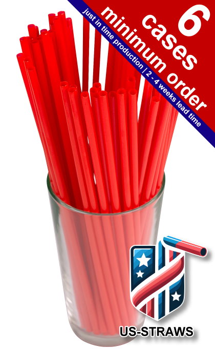 1 CASE - 8,000 (32x250) JUMBO (SODA) straws 10.00 x 0.21 Inch - color: red