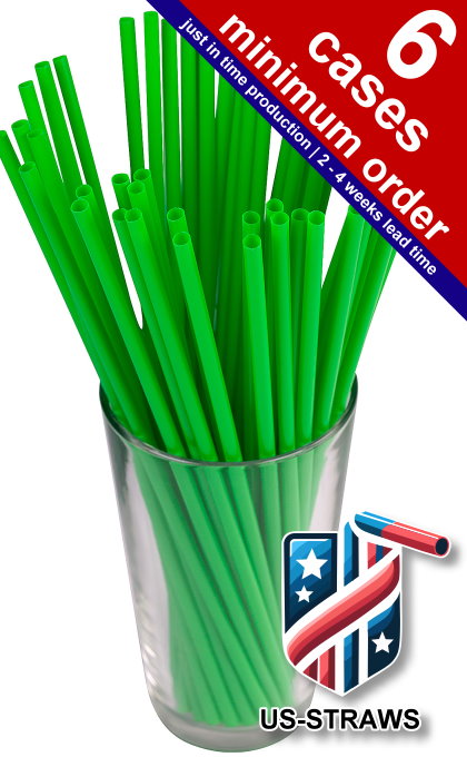 1 CASE - 8,000 (32x250) JUMBO (SODA) straws 10.00 x 0.21 Inch - color: green