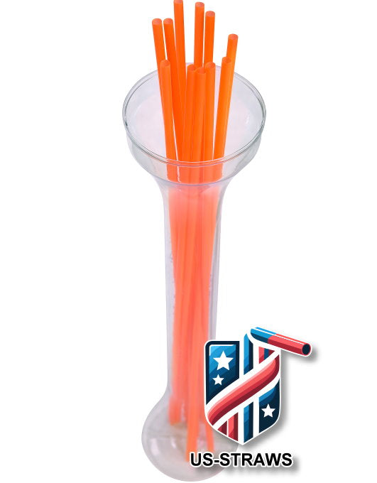 1 CASE - 3,500 (35x100) EXTRA LONG drinking straws 18.00 x 0.21 inch - color: orange