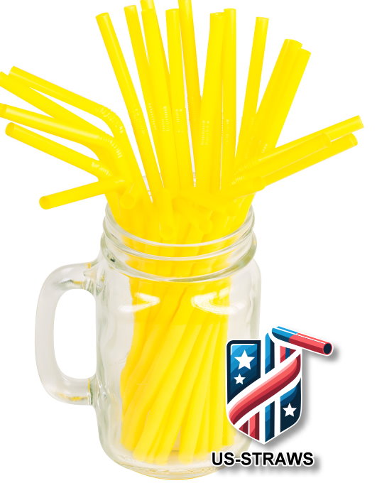 1 CASE - 6,500 (26x250) Flexible drinking straws 8.25 x 0.23 inch - color: yellow