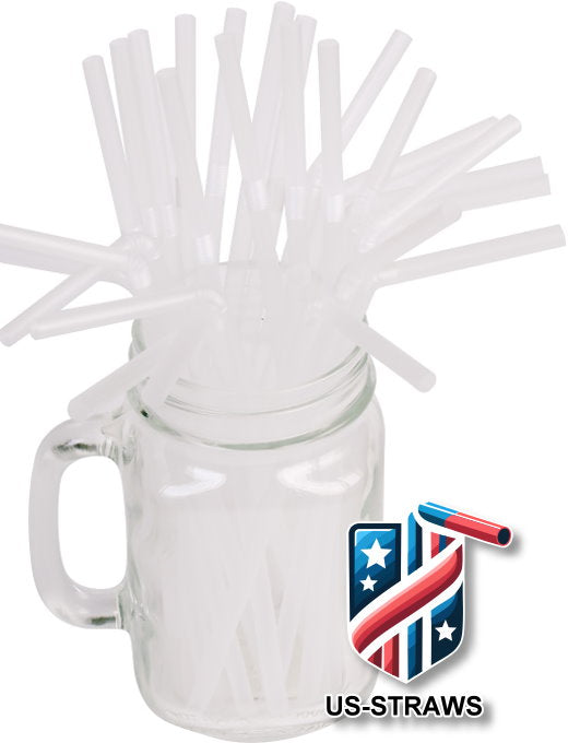 1 CASE - 6,500 (26x250) Flexible drinking straws 8.25 x 0.23 inch - color: clear