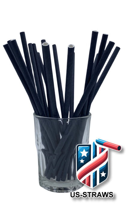 1 CASE - 7,500 (30x250) PAPER JUMBO drinking straws 7.75 x 0.25 Inch - color: black