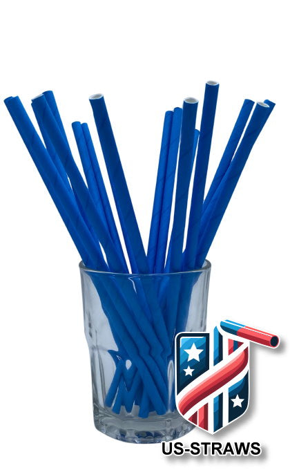 1 CASE - 7,500 (30x250) PAPER JUMBO drinking straws 7.75 x 0.25 Inch - color: blue