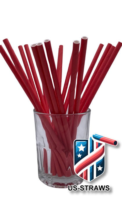 1 CASE - 7,500 (30x250) PAPER JUMBO drinking straws 7.75 x 0.25 Inch - color: red