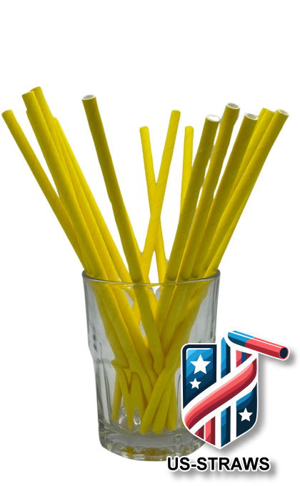 1 CASE - 7,500 (30x250) PAPER JUMBO drinking straws 7.75 x 0.25 Inch - color: yellow