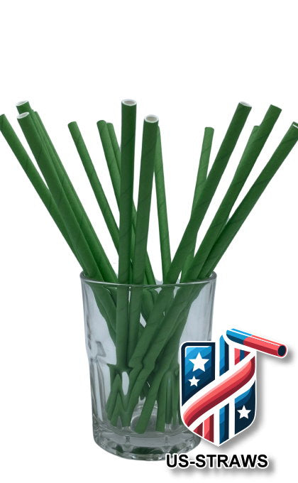 1 CASE - 7,500 (30x250) PAPER JUMBO drinking straws 7.75 x 0.25 Inch - color: green
