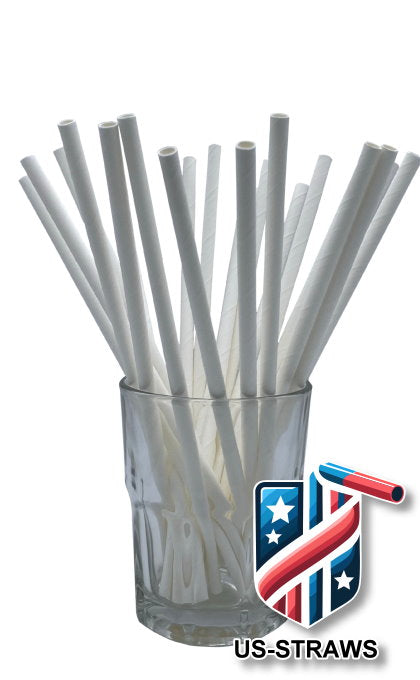 1 CASE - 7,500 (30x250) PAPER JUMBO drinking straws 7.75 x 0.25 Inch - color: white