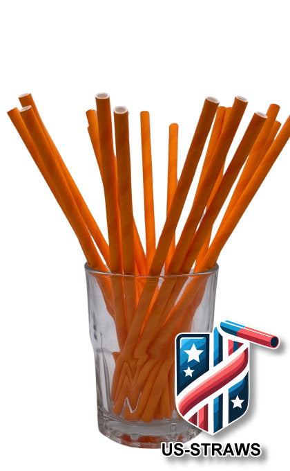 1 CASE - 7,500 (30x250) PAPER JUMBO drinking straws 7.75 x 0.25 Inch - color: orange
