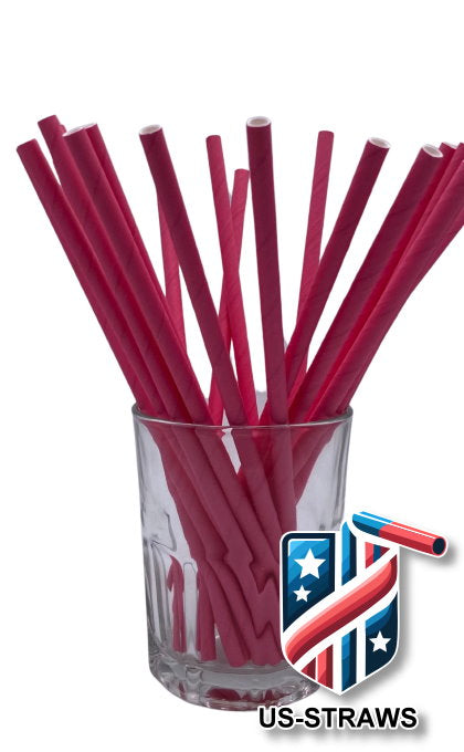 1 CASE - 7,500 (30x250) PAPER JUMBO drinking straws 7.75 x 0.25 Inch - color: pink