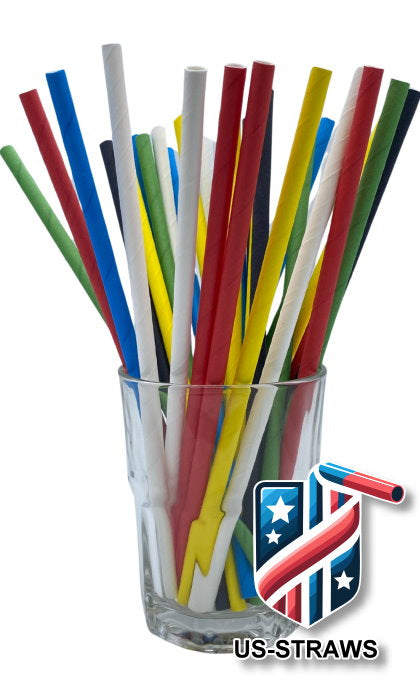 1 CASE - 7,500 (30x250) PAPER JUMBO drinking straws 7.75 x 0.25 Inch - color: mixed