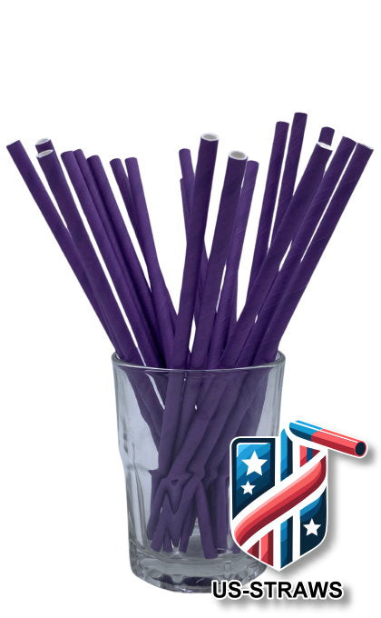 1 CASE - 7,500 (30x250) PAPER JUMBO drinking straws 7.75 x 0.25 Inch - color: purple