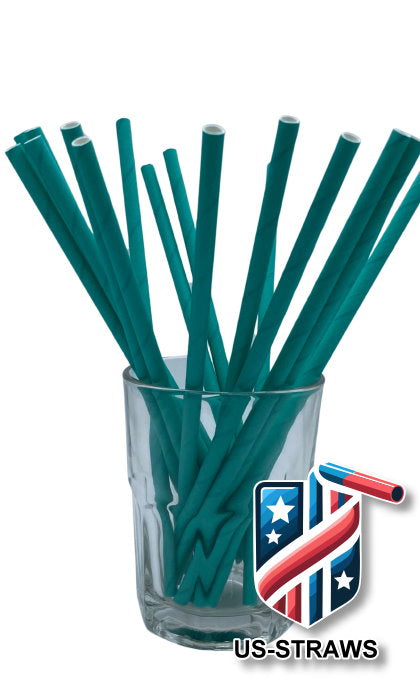 1 CASE - 7,500 (30x250) PAPER JUMBO drinking straws 7.75 x 0.25 Inch - color: aqua