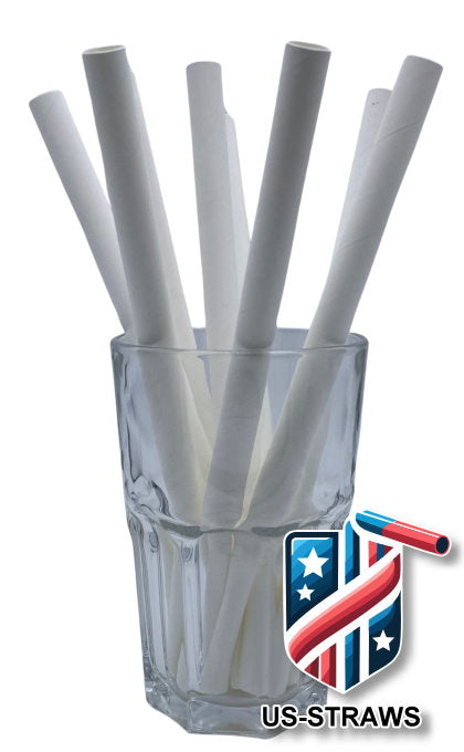 1 CASE - 1,600 (16x100) PAPER BOBA drinking straws 8.5 x 0.47 Inch - color: white
