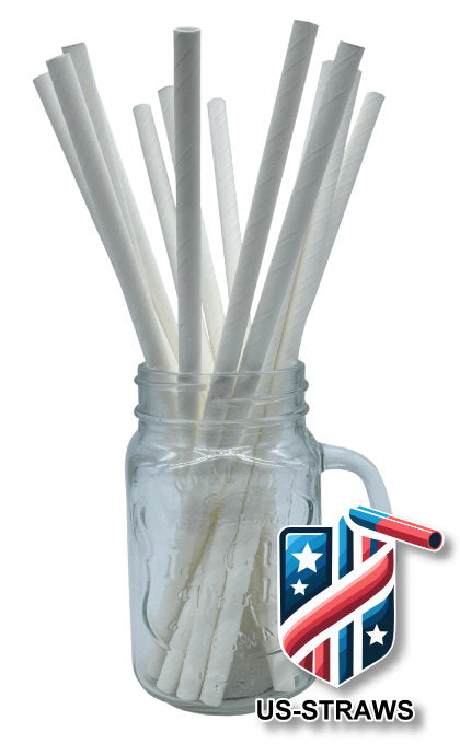 1 CASE - 3,250 (13x250) PAPER SMOOTHIE drinking straws 10 x 0.28 Inch - color: white