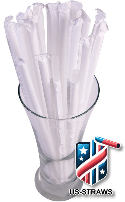 1 CASE - 2,500 (10x250) PAPER WRAPPED SMOOTHIE drinking straws 10 x 0.28 inch - color: clear