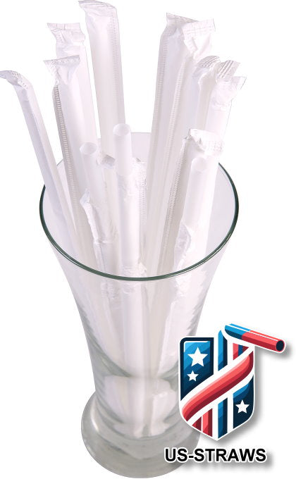 1 CASE - 2,500 (10x250) PAPER WRAPPED SMOOTHIE drinking straws 10 x 0.28 inch - color: white