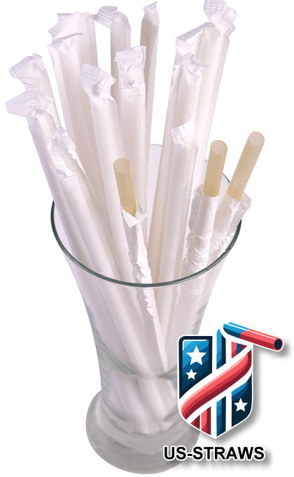 1 CASE - 2,500 (10x250) PAPER WRAPPED SMOOTHIE drinking straws 10 x 0.28 inch - color: gold