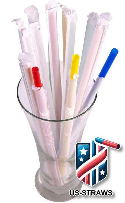 1 CASE - 2,500 (10x250) PAPER WRAPPED SMOOTHIE drinking straws 10 x 0.28 inch - color: mixed color
