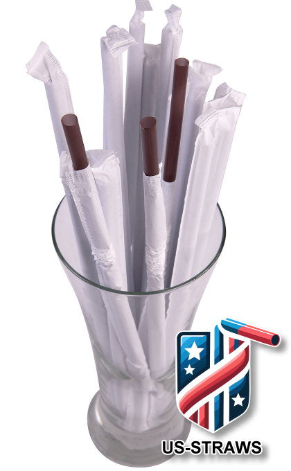 1 CASE - 2,500 (10x250) PAPER WRAPPED SMOOTHIE drinking straws 10 x 0.28 inch - color: brown