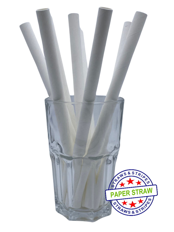 1 CASE - 1,600 (16x100) PAPER BOBA drinking straws 8.5 x 0.47 Inch - color: white