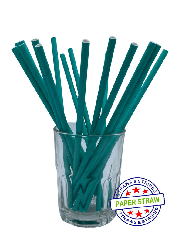 1 CASE - 7,500 (30x250) PAPER JUMBO drinking straws 7.75 x 0.25 Inch - color: aqua