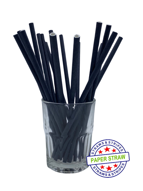 1 CASE - 7,500 (30x250) PAPER JUMBO drinking straws 7.75 x 0.25 Inch - color: black