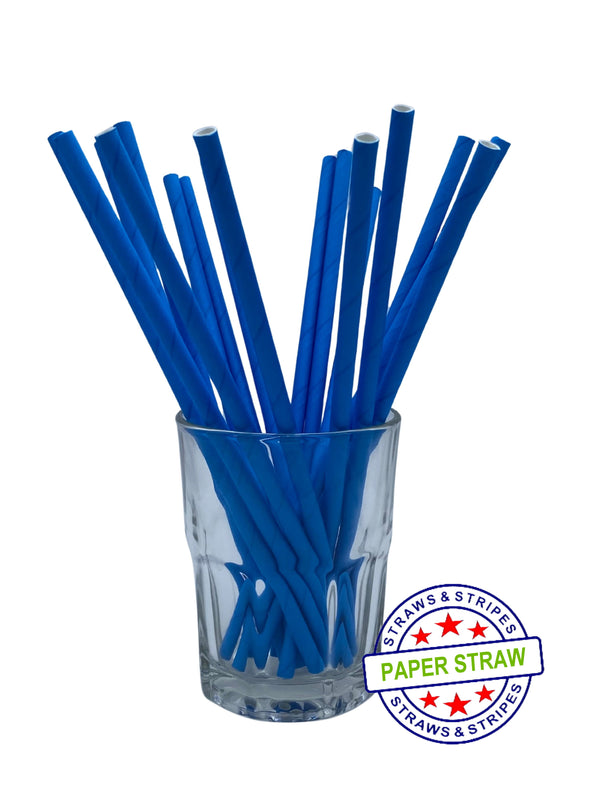 1 CASE - 7,500 (30x250) PAPER JUMBO drinking straws 7.75 x 0.25 Inch - color: blue