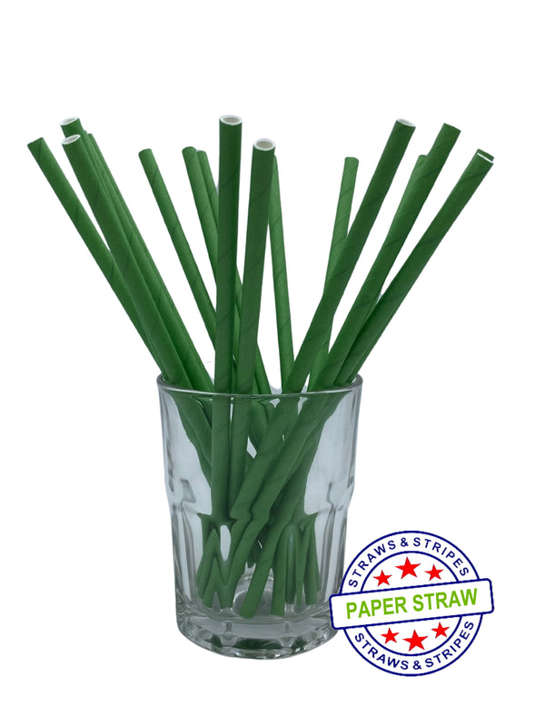 1 CASE - 7,500 (30x250) PAPER JUMBO drinking straws 7.75 x 0.25 Inch - color: green