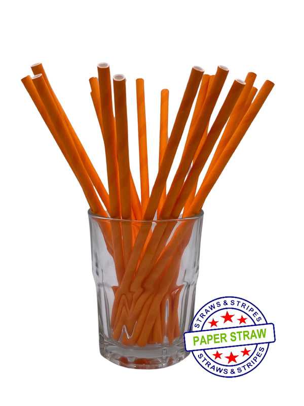 1 CASE - 7,500 (30x250) PAPER JUMBO drinking straws 7.75 x 0.25 Inch - color: orange