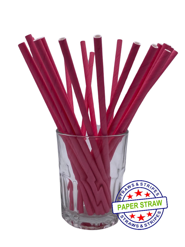 1 CASE - 7,500 (30x250) PAPER JUMBO drinking straws 7.75 x 0.25 Inch - color: pink