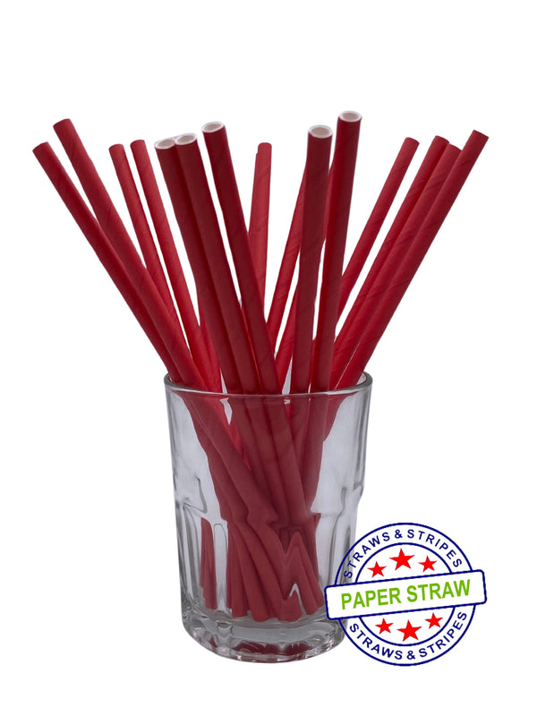 1 CASE - 7,500 (30x250) PAPER JUMBO drinking straws 7.75 x 0.25 Inch - color: red