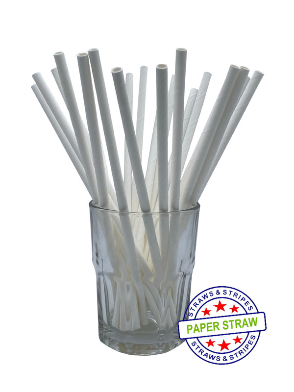 1 CASE - 7,500 (30x250) PAPER JUMBO drinking straws 7.75 x 0.25 Inch - color: white