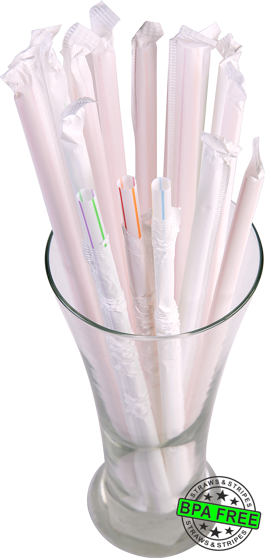 1 CASE - 2,500 (10x250) PAPER WRAPPED SMOOTHIE drinking straws 10 x 0.28 inch - color: w/mc str.*