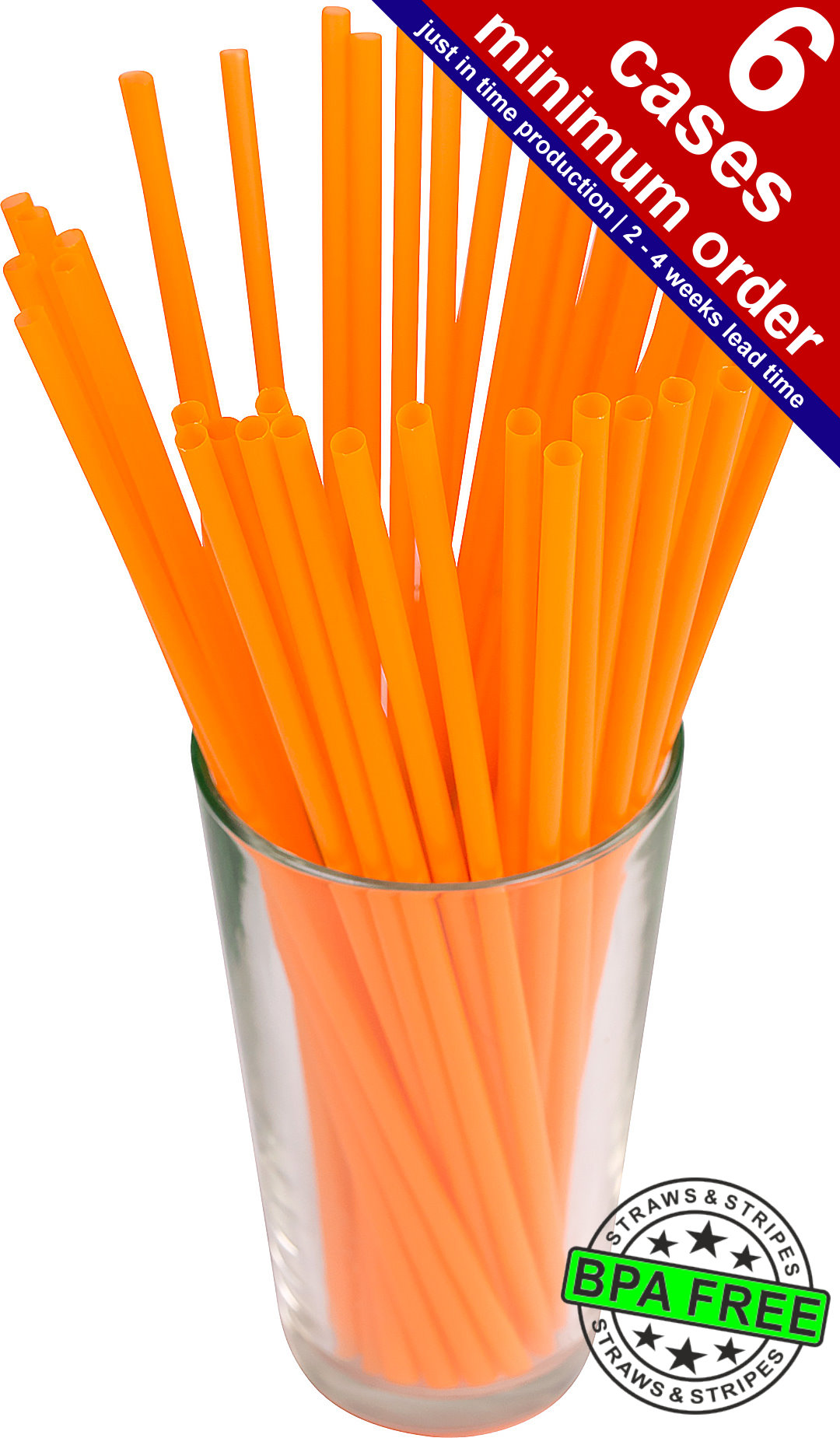 1 CASE - 8,000 (32x250) JUMBO (SODA) straws 10.00 x 0.21 Inch - color: orange