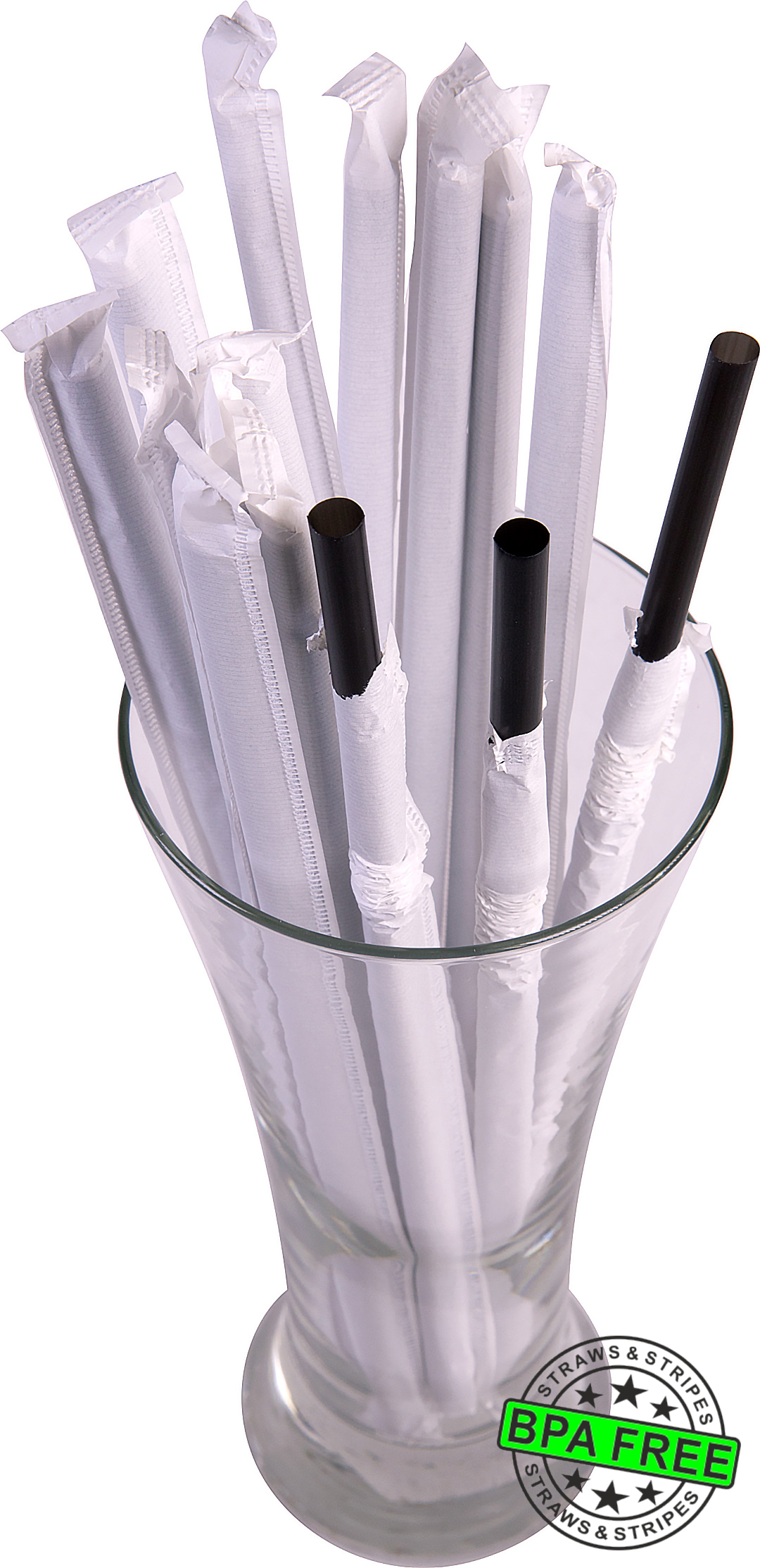1 CASE - 2,500 (10x250) PAPER WRAPPED SMOOTHIE drinking straws 10 x 0.28 inch - color: black