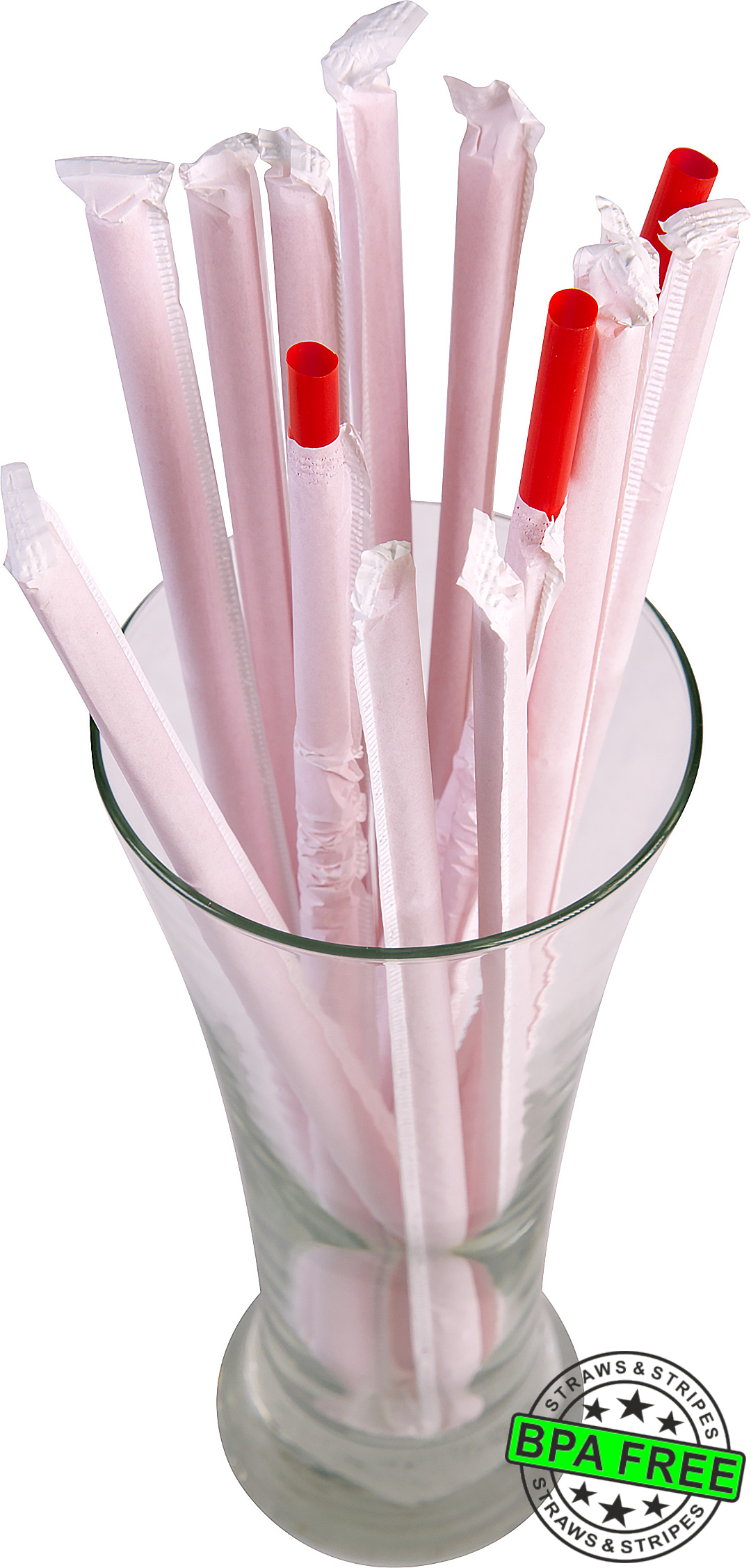 1 CASE - 2,500 (10x250) PAPER WRAPPED SMOOTHIE drinking straws 10 x 0.28 inch - color: red