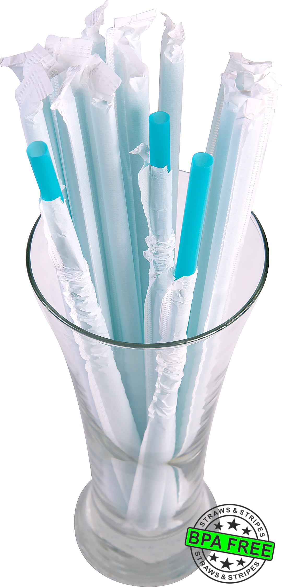 1 CASE - 2,500 (10x250) PAPER WRAPPED SMOOTHIE drinking straws 10 x 0.28 inch - color: aqua