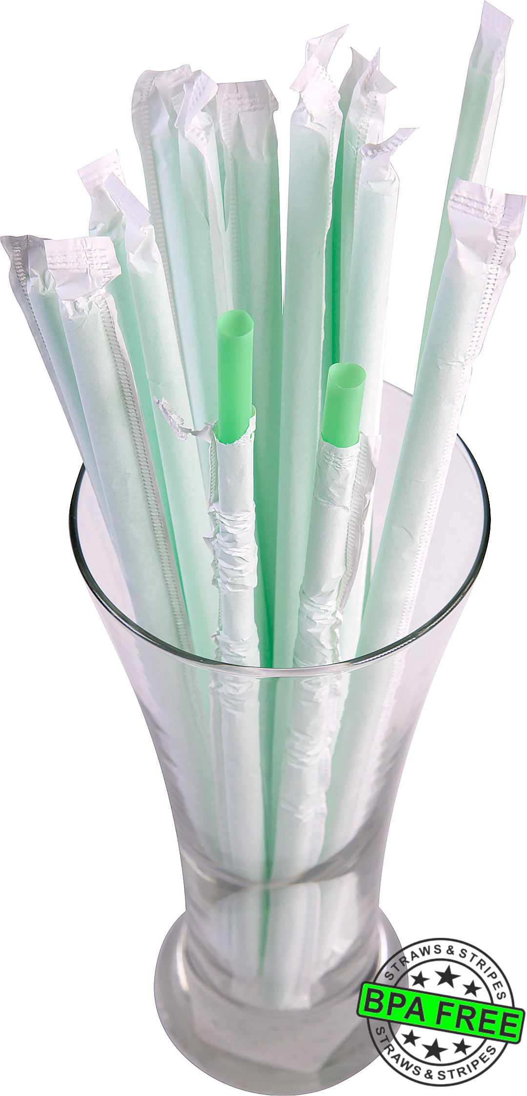 1 CASE - 2,500 (10x250) PAPER WRAPPED SMOOTHIE drinking straws 10 x 0.28 inch - color: mint