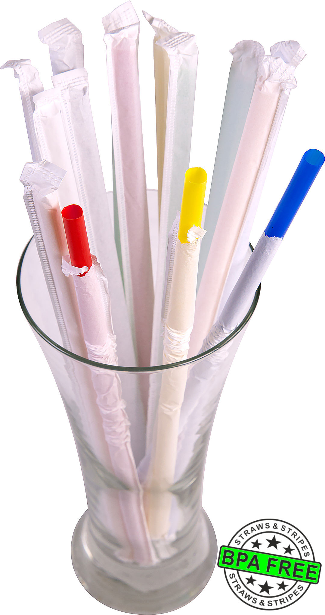 1 CASE - 2,500 (10x250) PAPER WRAPPED SMOOTHIE drinking straws 10 x 0.28 inch - color: mixed color