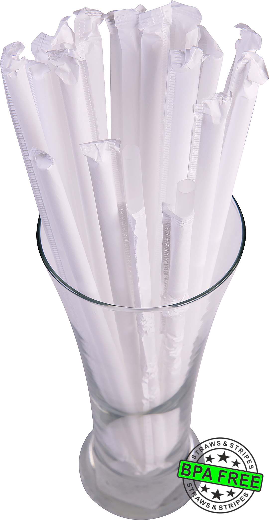 1 CASE - 2,500 (10x250) PAPER WRAPPED SMOOTHIE drinking straws 10 x 0.28 inch - color: clear