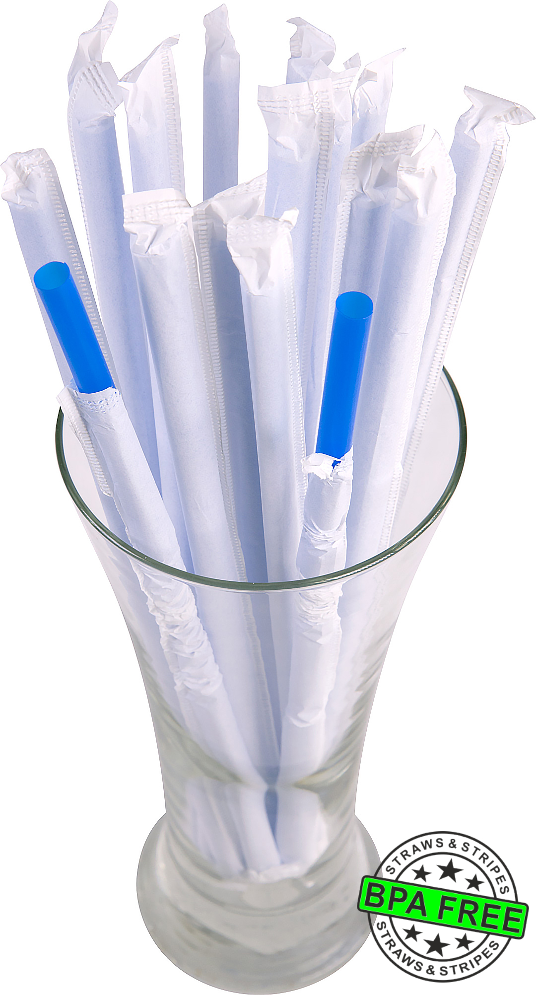 1 CASE - 2,500 (10x250) PAPER WRAPPED SMOOTHIE drinking straws 10 x 0.28 inch - color: blue